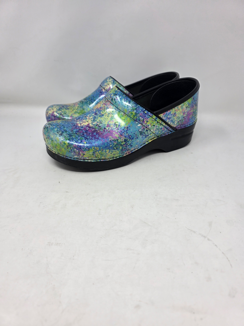 Dansko Professional Clogs Multi Splatter Patent Leather Women Size 40 US 9.5-10